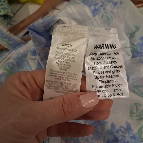 NWT Eileen West Nightgown Ballet Lace Trim Sleeveless Cotton Woven Blue Floral S - Picture 9 of 10